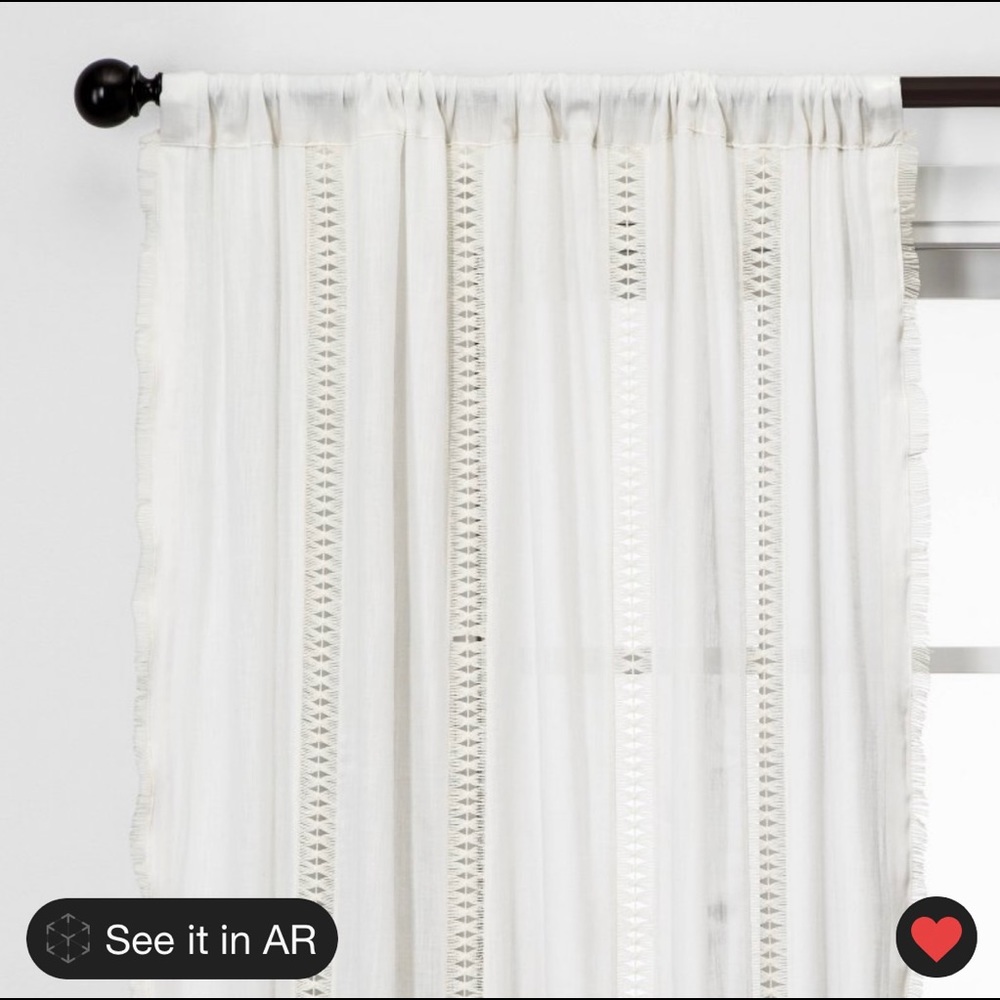 NWOT Opalhouse 84"x42" Lace Trim Light Filtering Window Curtain Panel Sour Cream